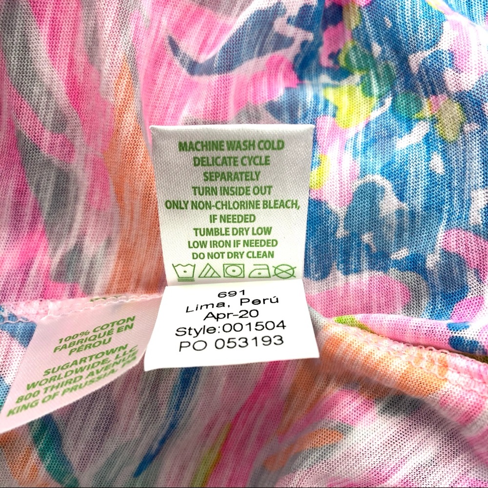 Lilly Pulitzer Pink Blue Etta Top Carnival Coral - Picture 9 of 9